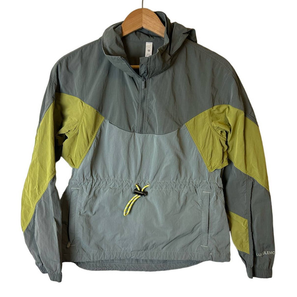 Lululemon Evergreen Anorak Jacket Grey Sage/Yellow Pear/ Green Fern Size 2 - Picture 5 of 8